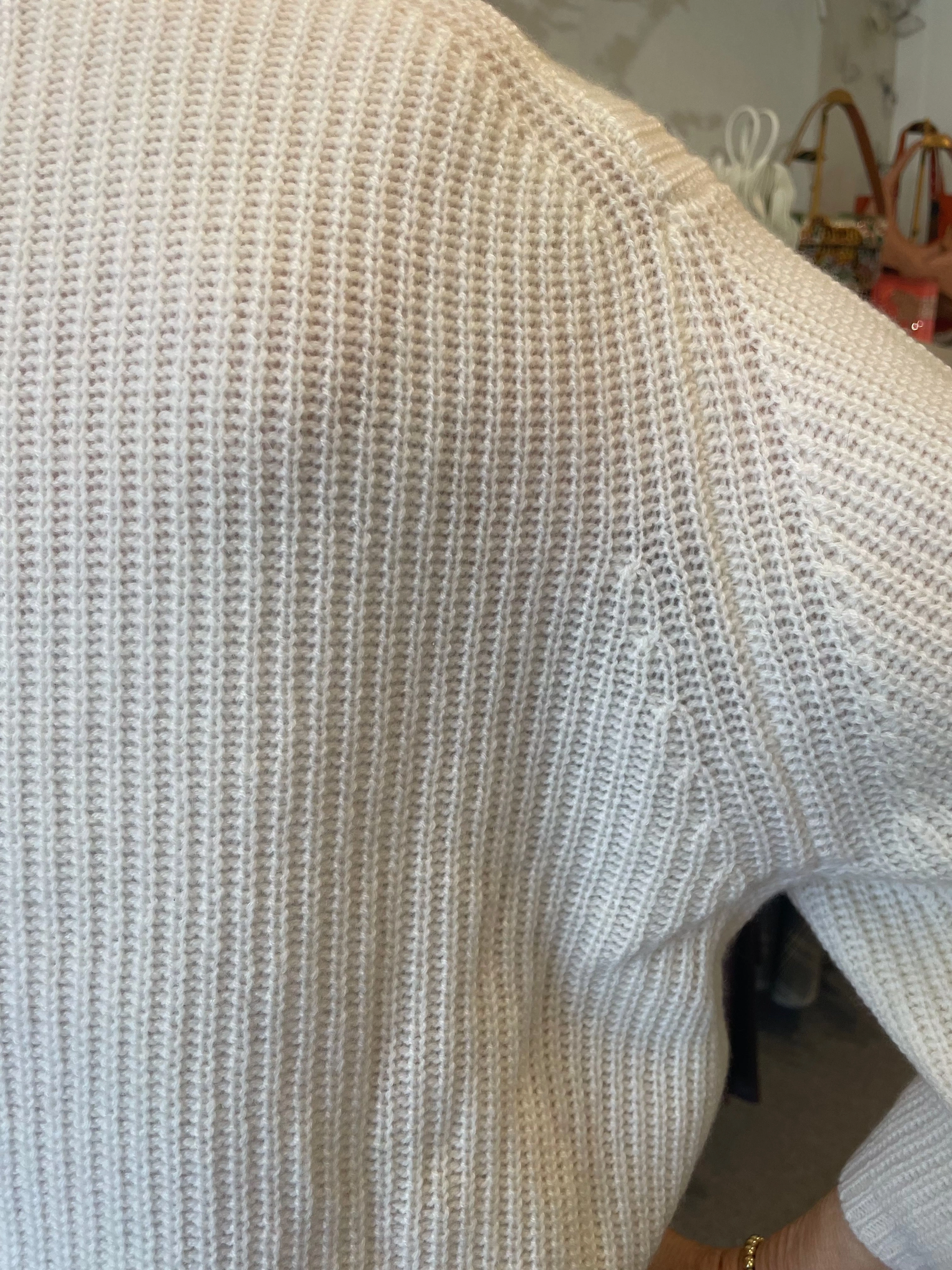 Elbow Sleeve Shaker Crew Chalk FrenchTerry