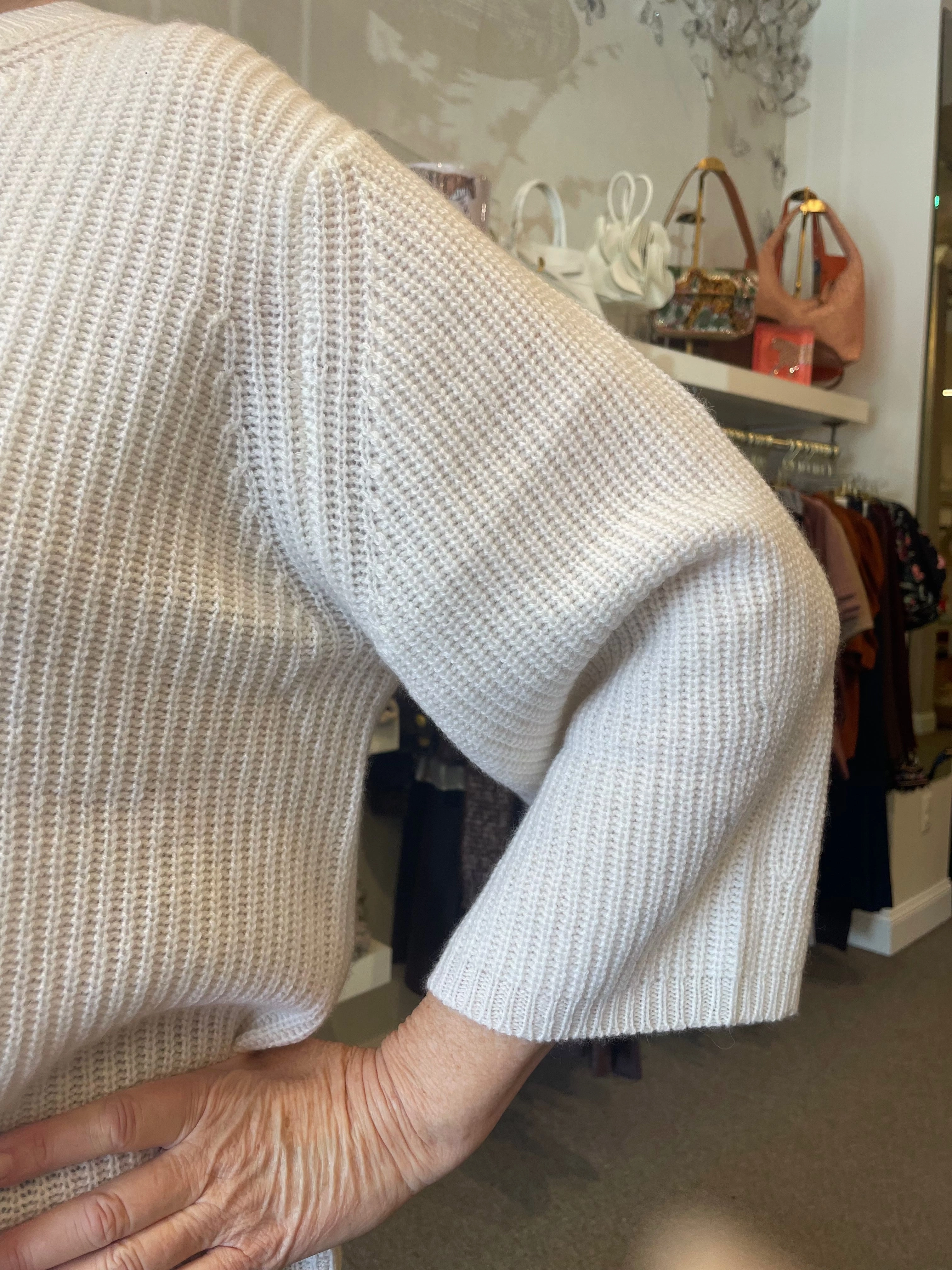 BambooBlend Elbow Sleeve Shaker Crew Chalk