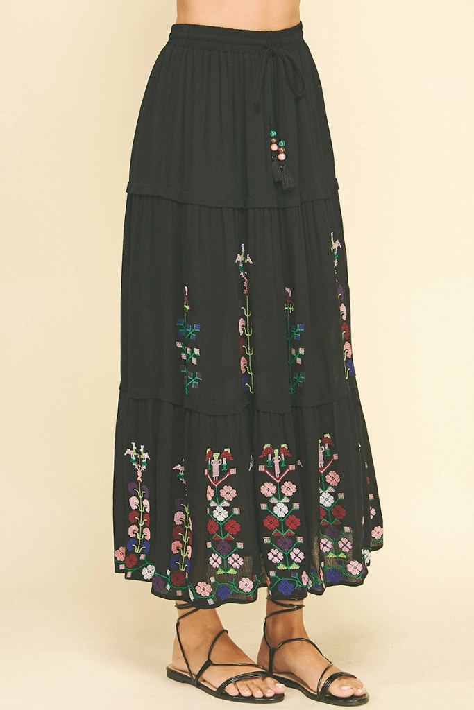 Eleanor Embroidered Maxi Skirt light colors