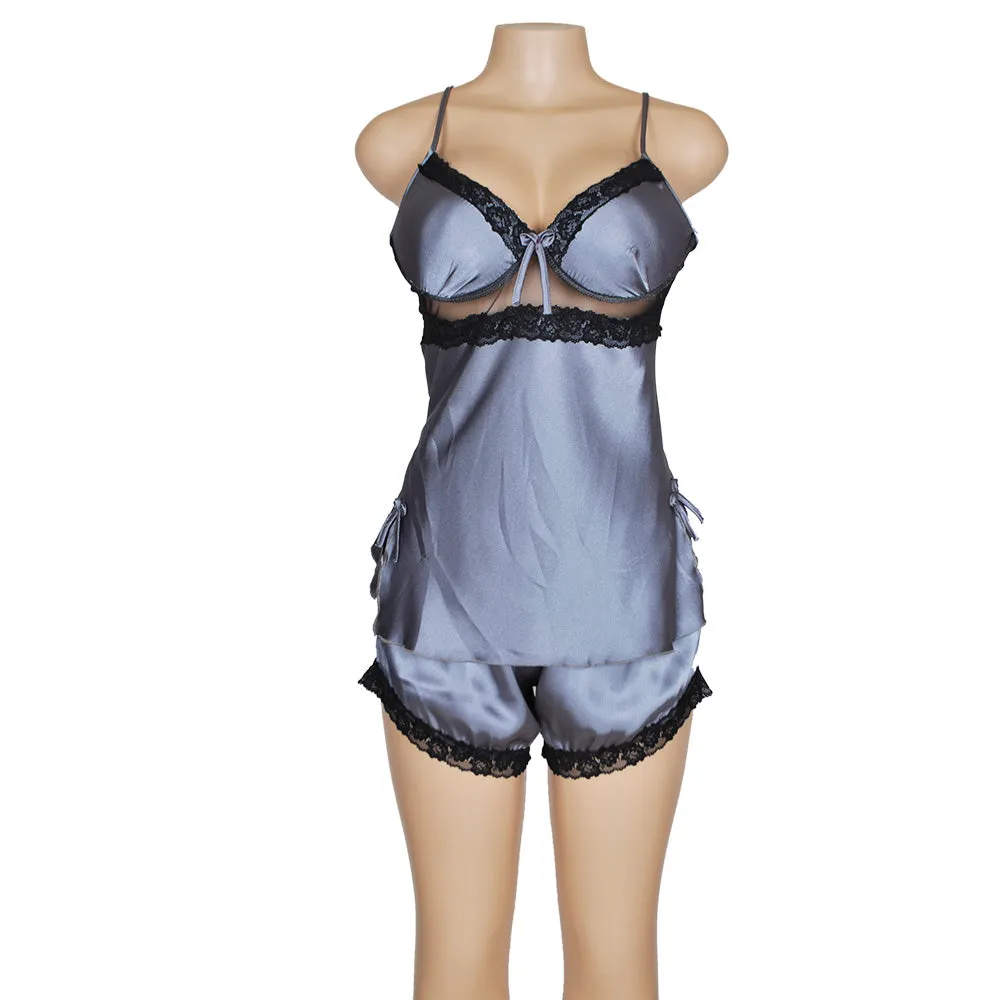 elegant satin short pajama set