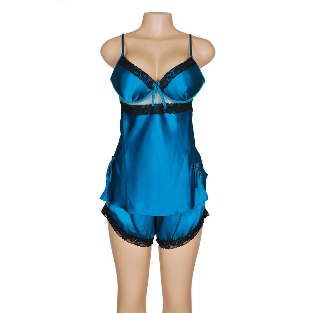 elegant satin short pajama set