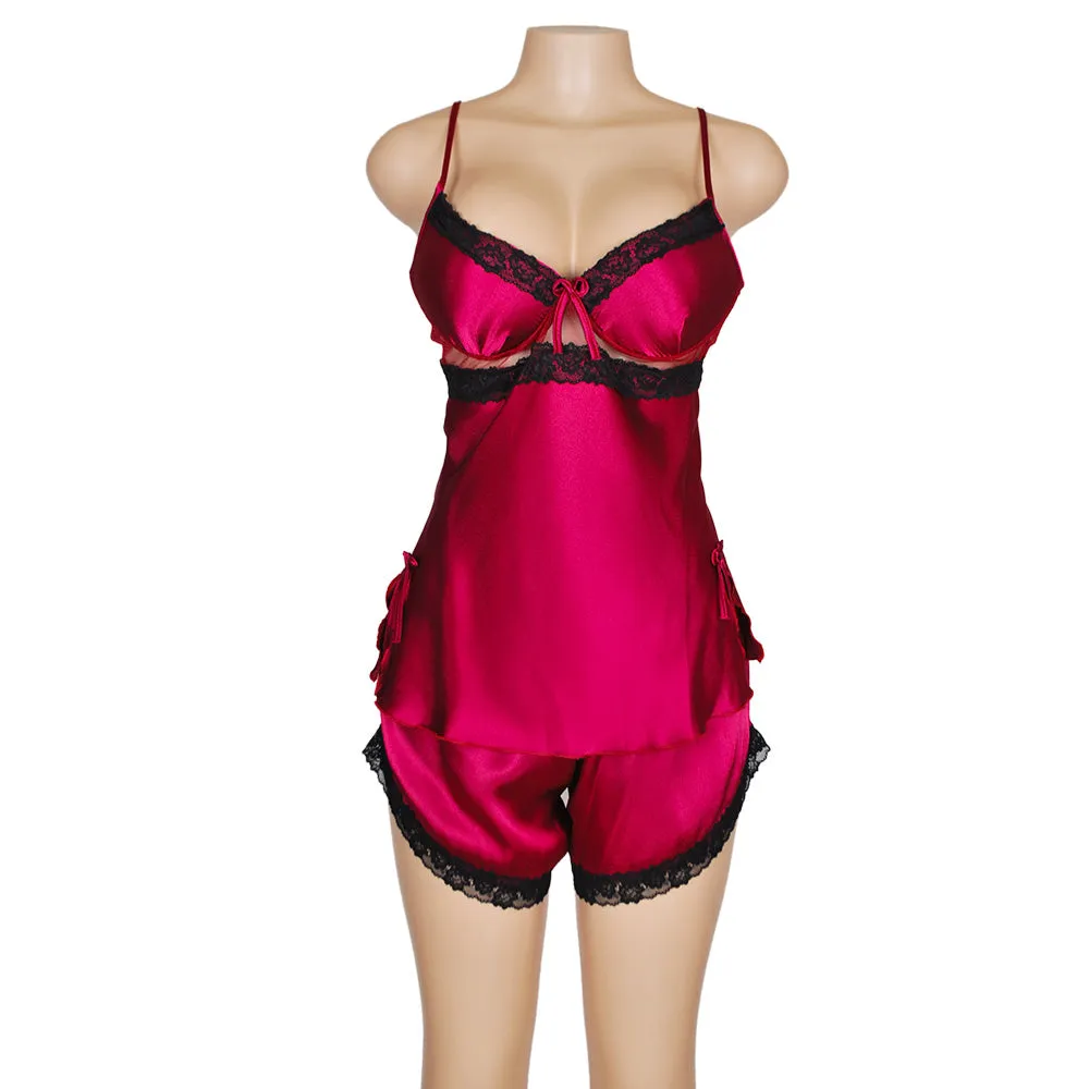 elegant satin short pajama set