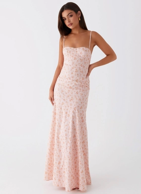 Subtle Touch Earth Colors Britney Maxi Dress - Pink Ditsy Floral