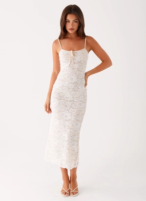 Postcards Lace Midi Dress - Ivory Dance-Party Sleek Design