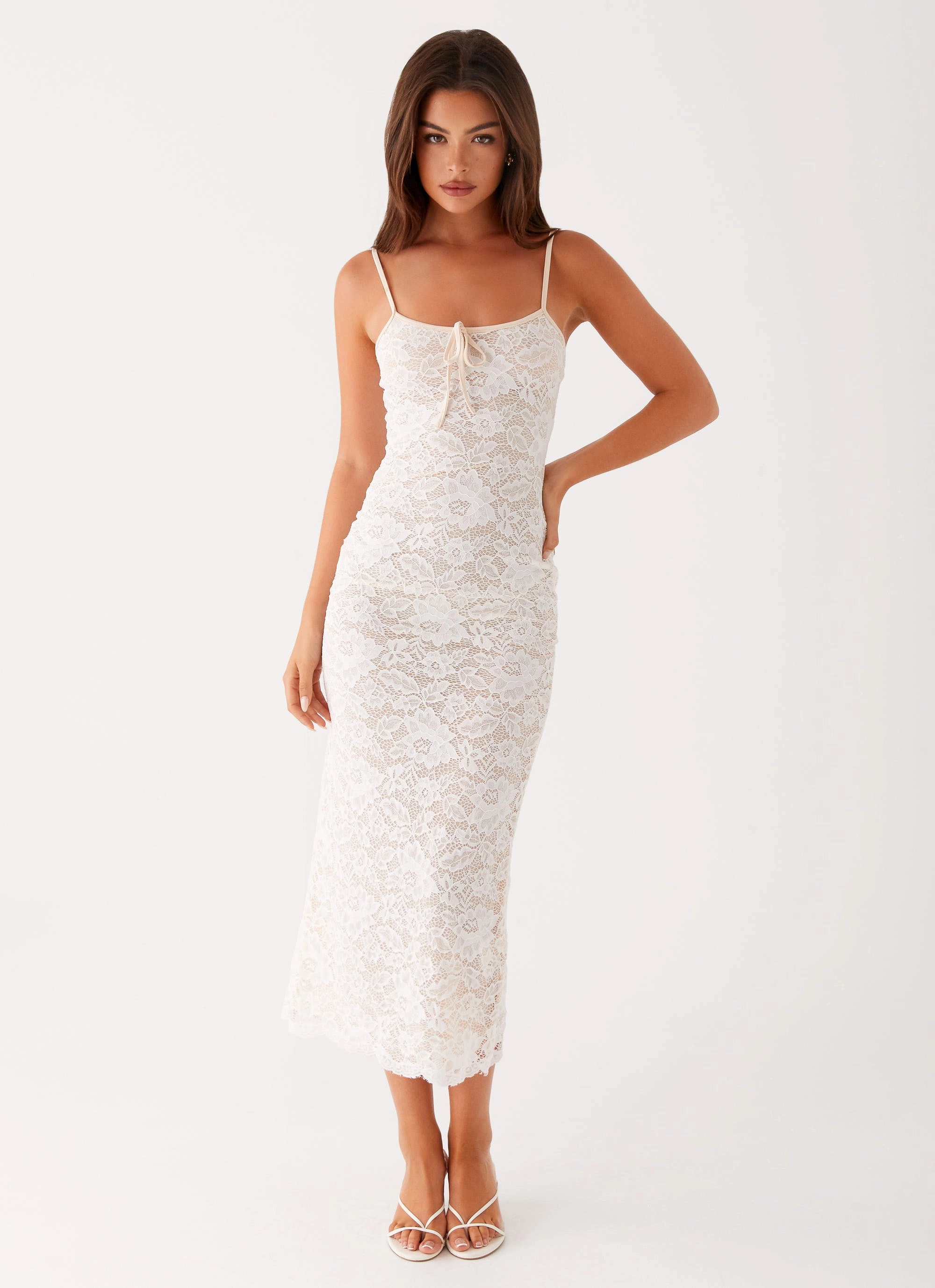 Postcards Lace Midi Dress - Ivory Dance-Party Sleek Design