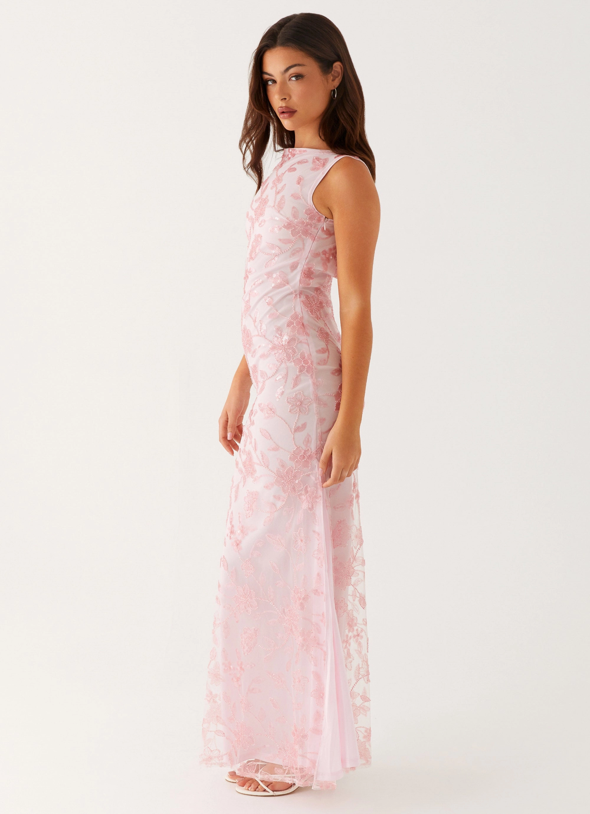 Moorey High Neck Maxi Dress - Pink PlushLining Comfy Yet Stylish