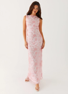 Slim Form EcoFriendlyDye Moorey High Neck Maxi Dress - Pink
