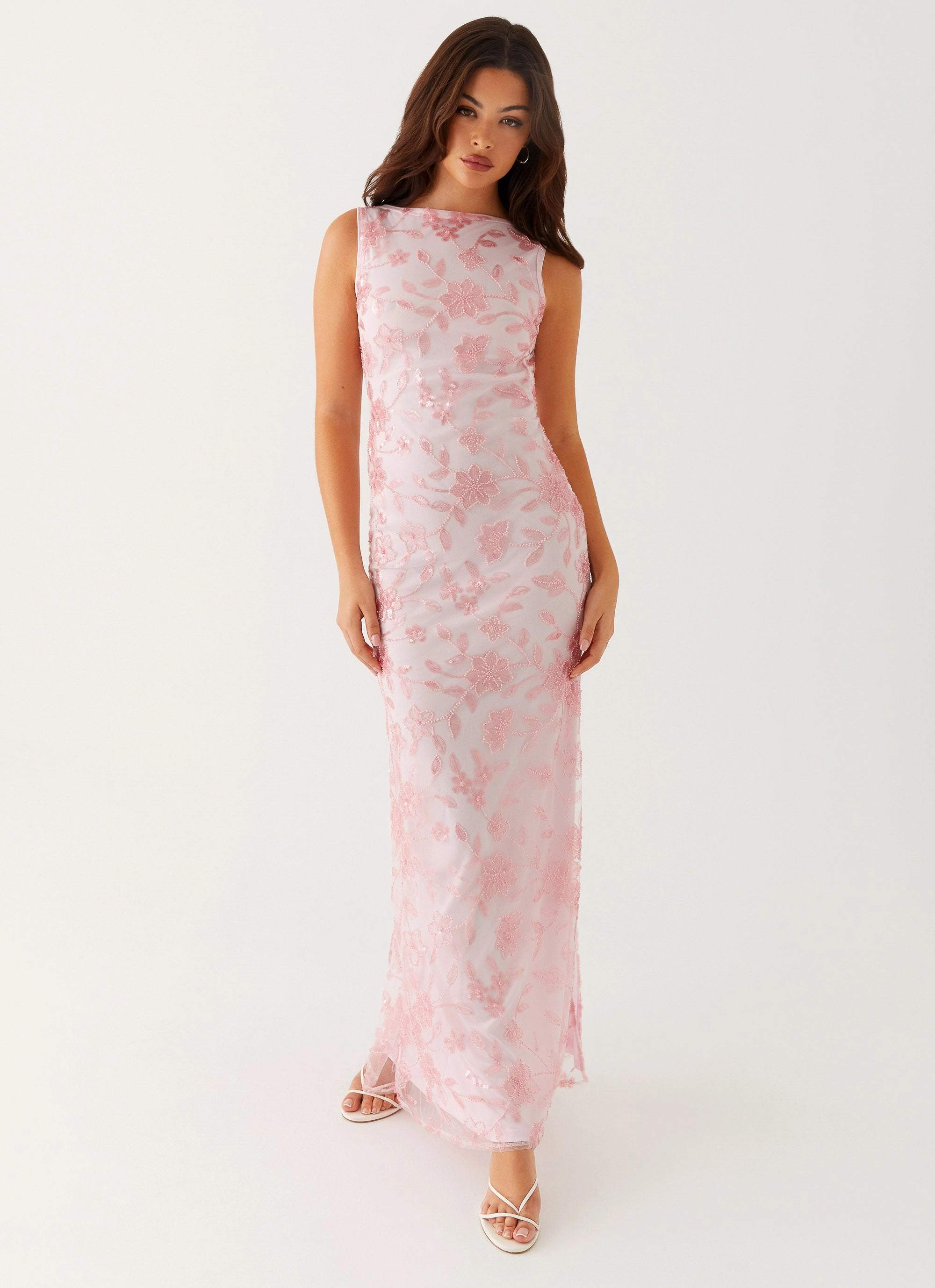 Slim Form EcoFriendlyDye Moorey High Neck Maxi Dress - Pink