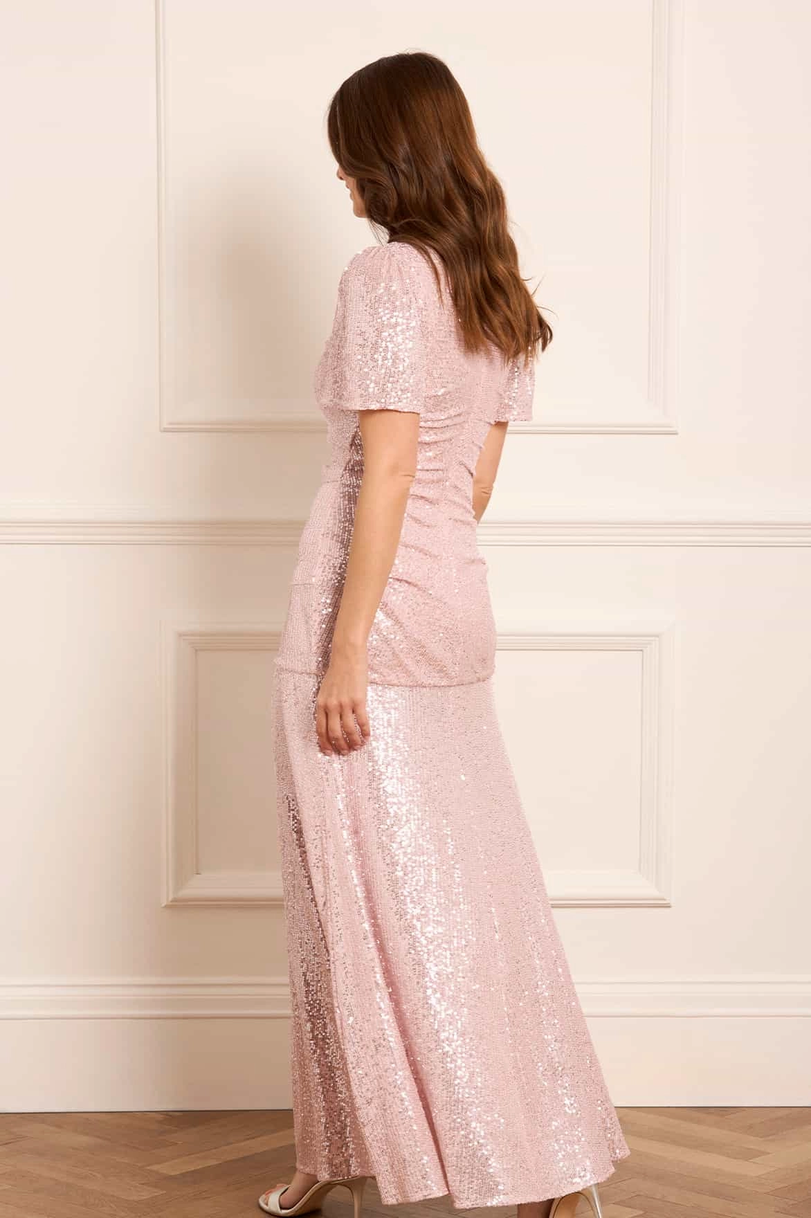 Drape Wave Valentina Round Neck Gown