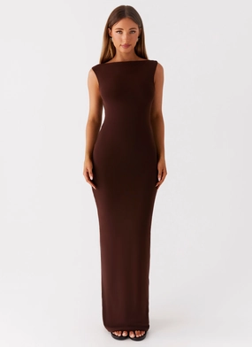 Earthbound Muse Maxi Dress - Chocolate Minimalist Style Stylish Mood