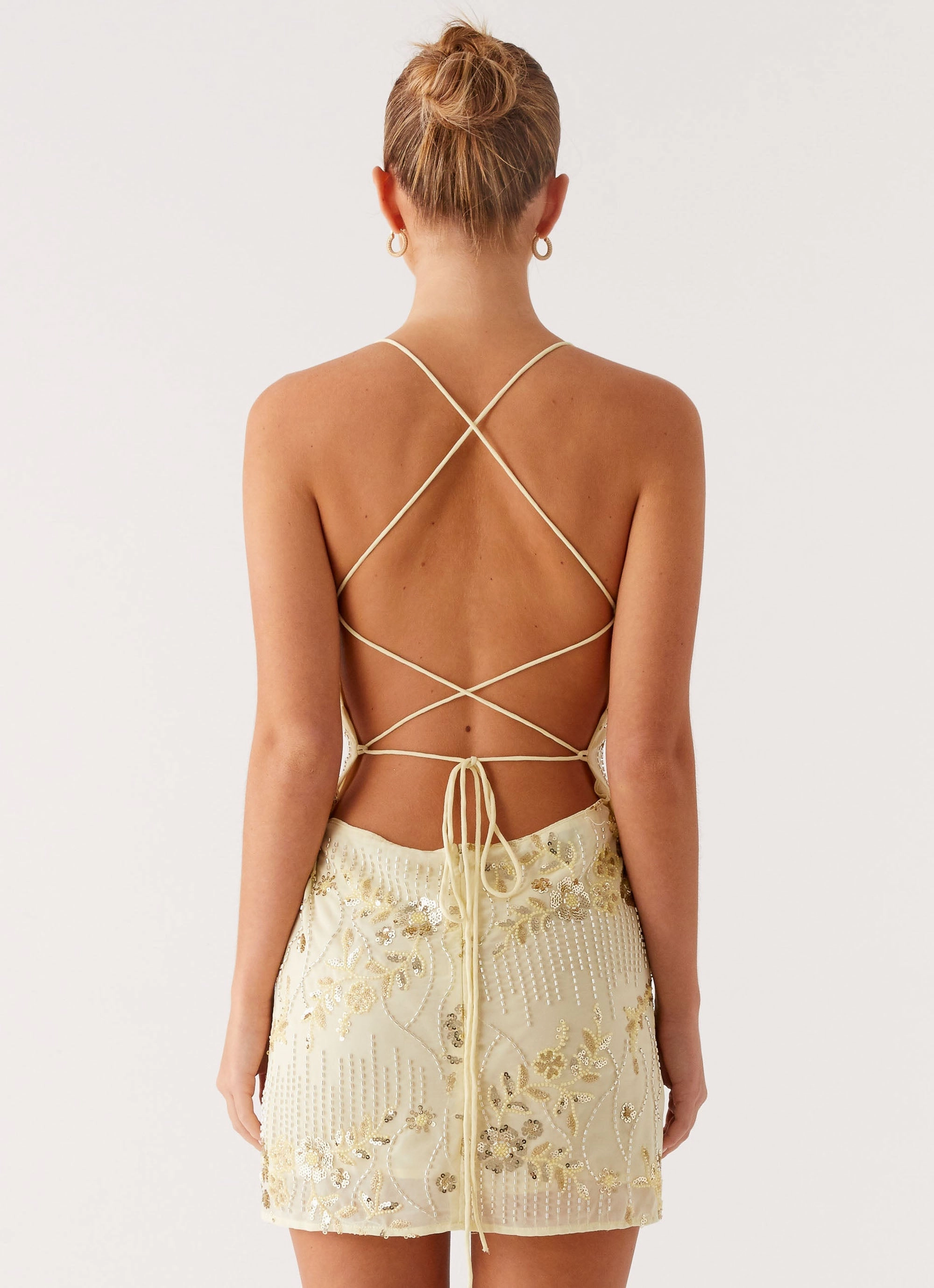 Vietta Sequin Cami Mini Dress - Yellow Classic Mood