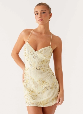 Vietta Sequin Cami Mini Dress - Yellow Timeless Wear