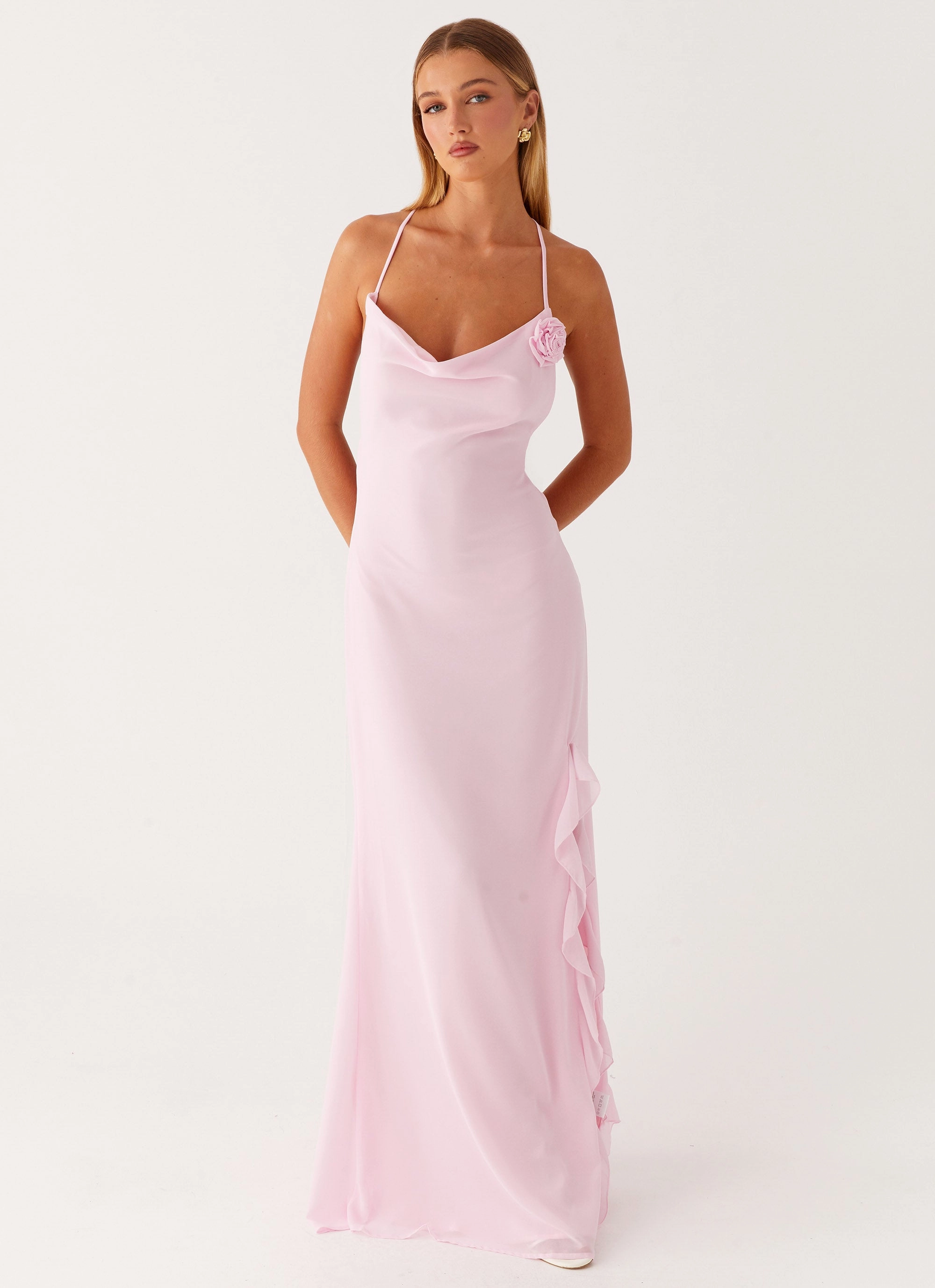 First Class Maxi Dress - Pink Modern Waist Design