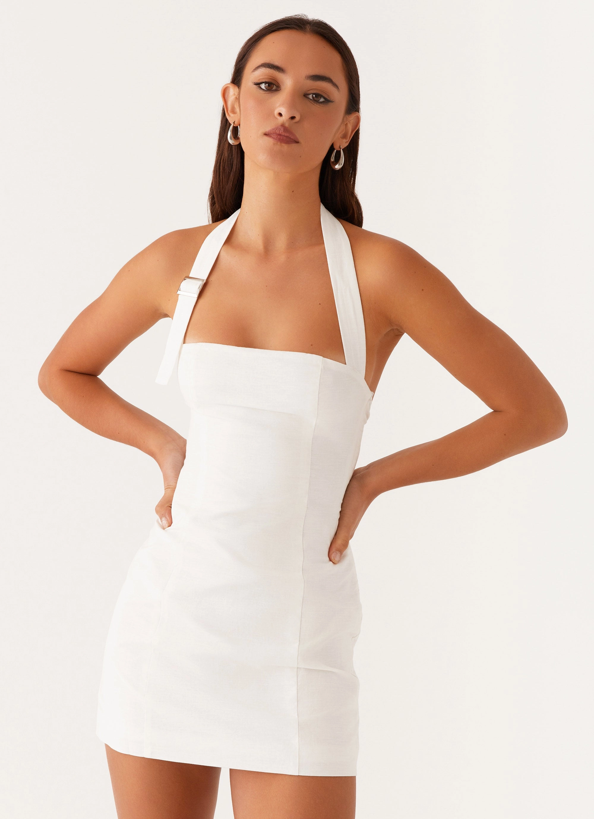Julianna Linen Mini Dress - White Bright Appeal