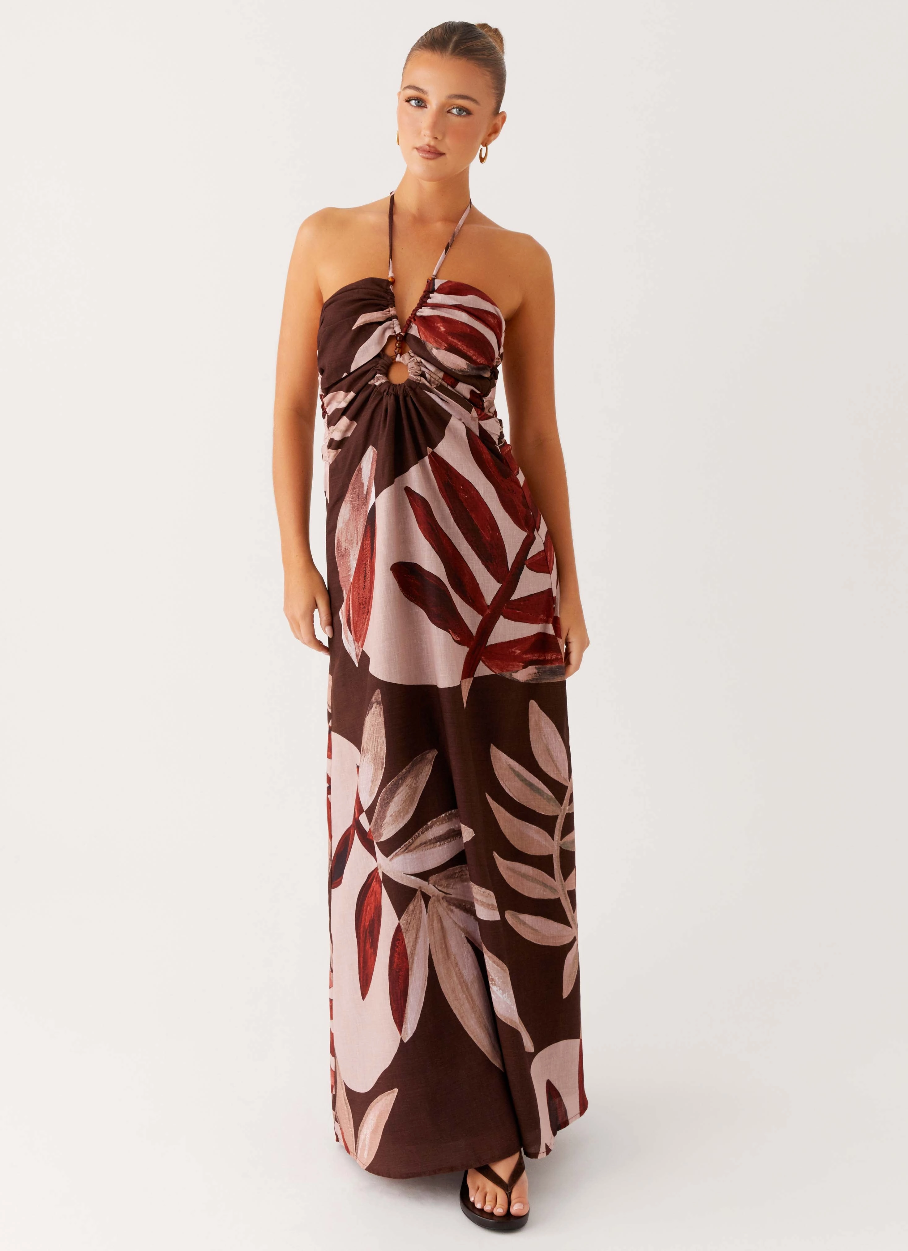 New Spirit Earth Colors Ramona Linen Maxi Dress - Cinnamon Palm