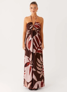 Feminine Vibe Polished Design Ramona Linen Maxi Dress - Cinnamon Palm