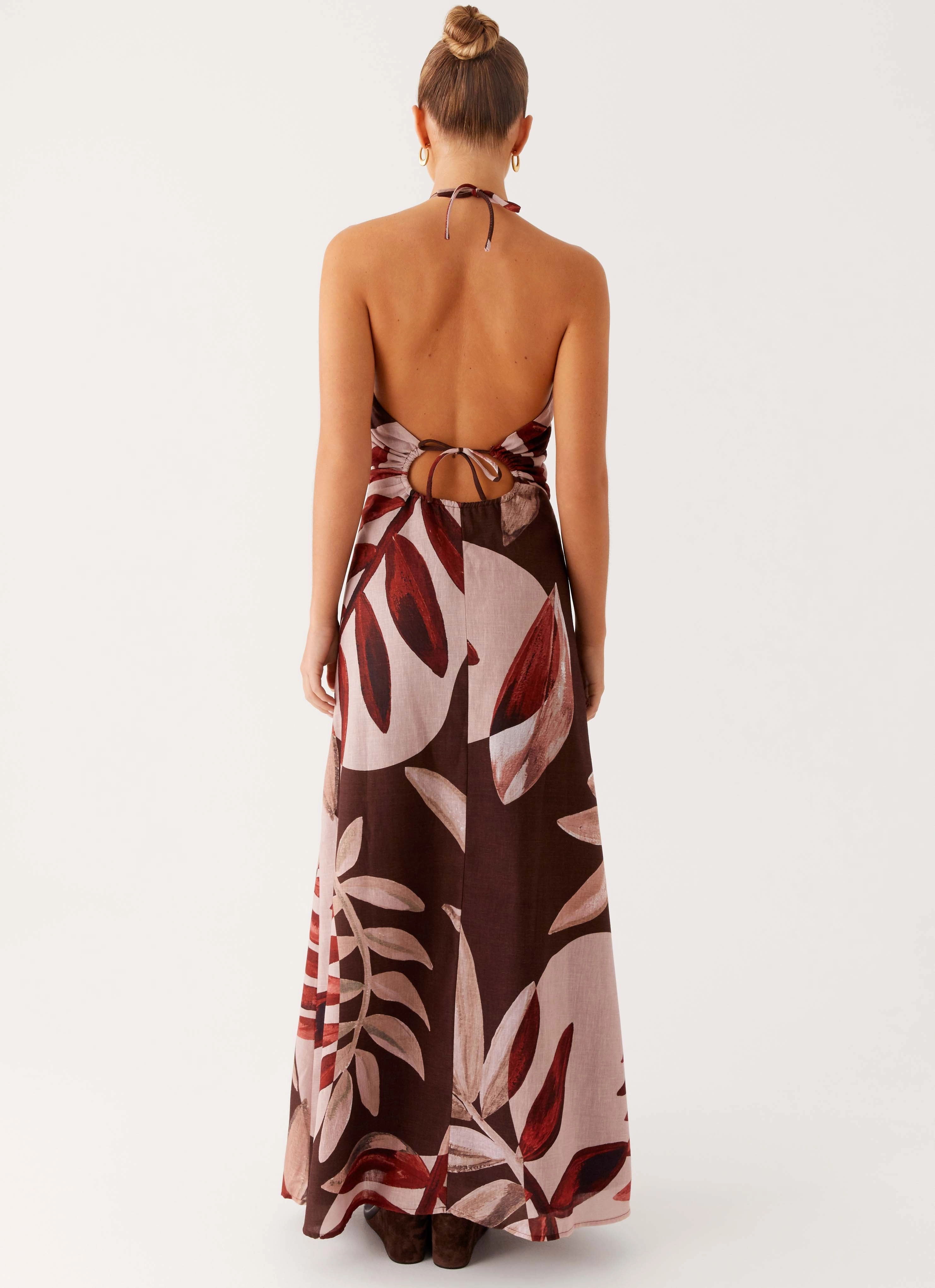 Ramona Linen Maxi Dress - Cinnamon Palm perfect for events