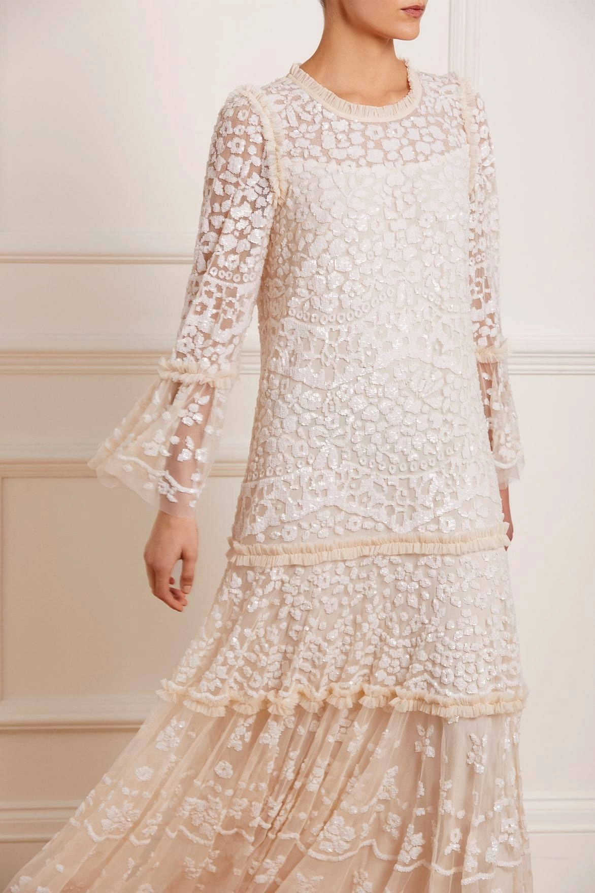 Annie Sequin Tiered Ankle Gown Free Step