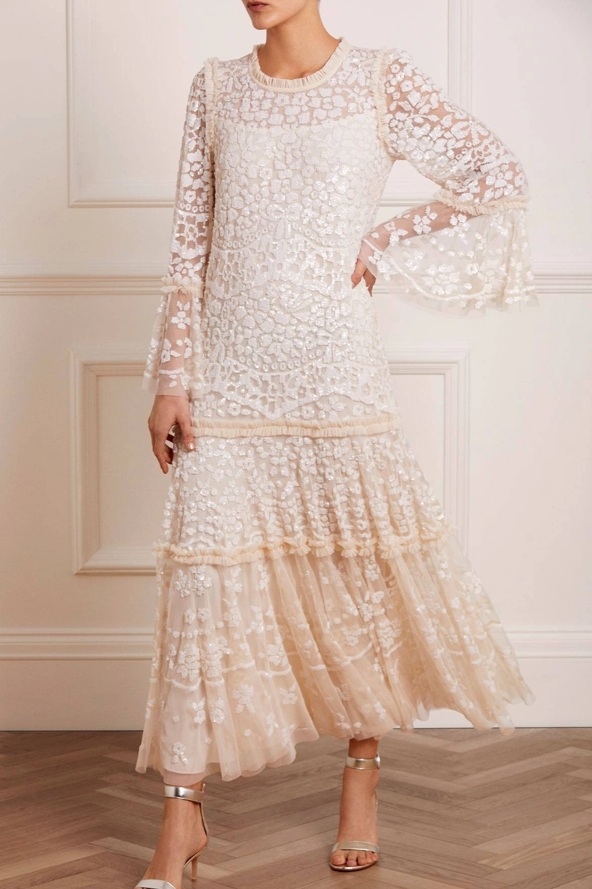 Chic Wear Annie Sequin Tiered Ankle Gown