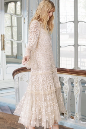 Minimalist Waistband Trend Detail Annie Sequin Tiered Ankle Gown