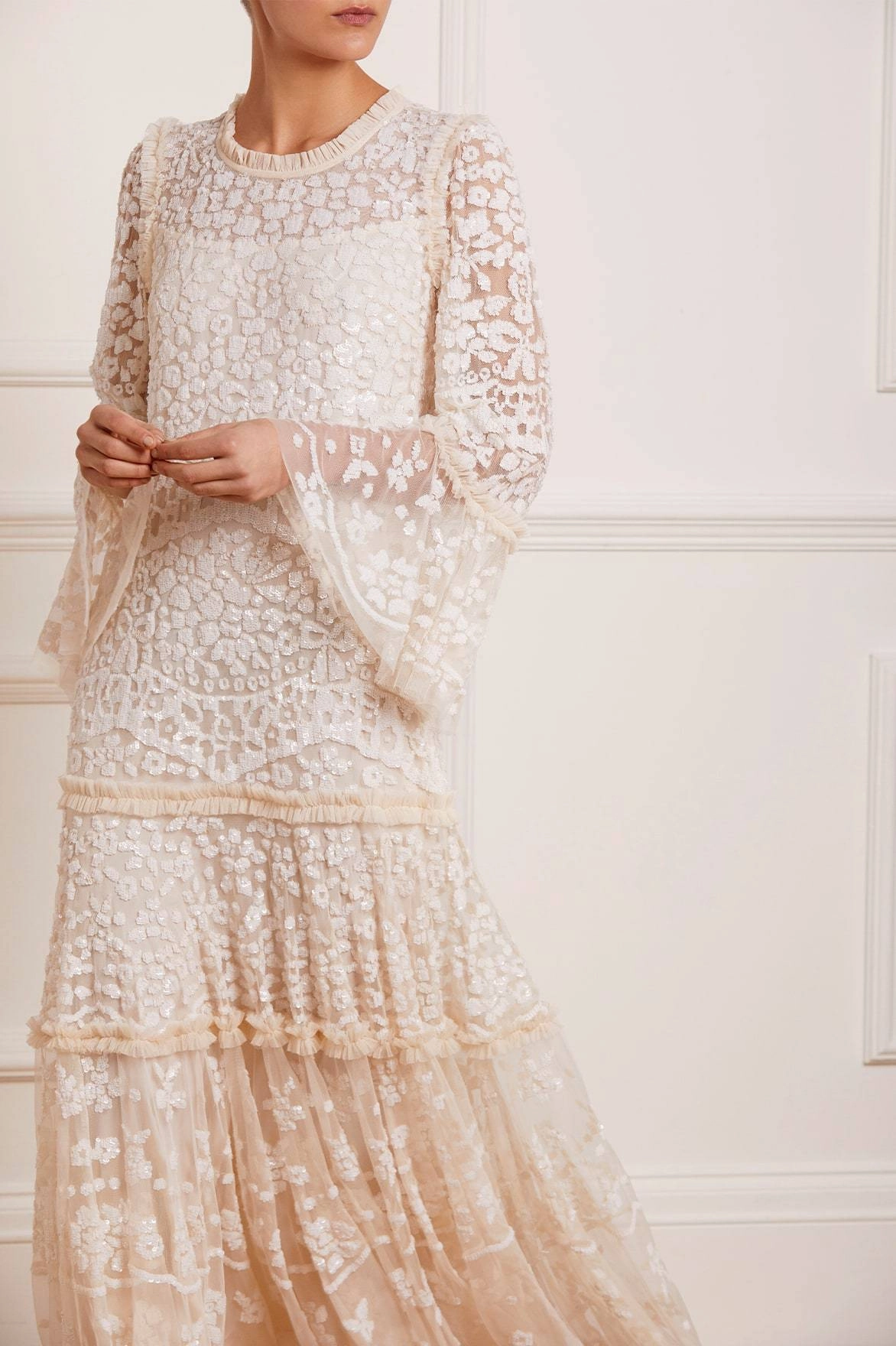Annie Sequin Tiered Ankle Gown Stylish Look