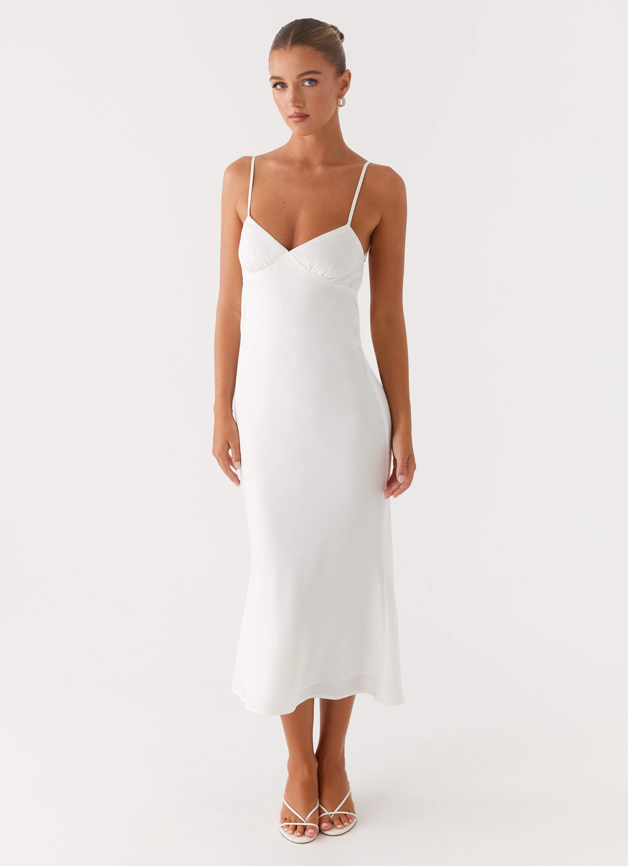 Elegant evening wear Bentley Midi Dress - White