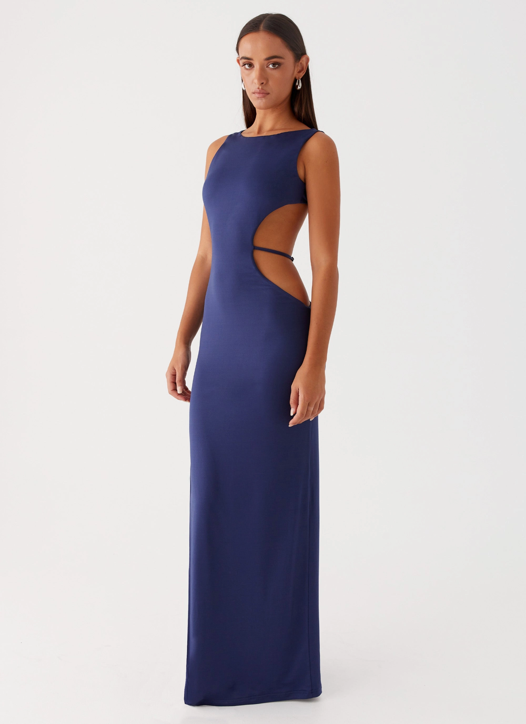 Fall Ready Crinkle Effect Sutton Maxi Dress - Navy