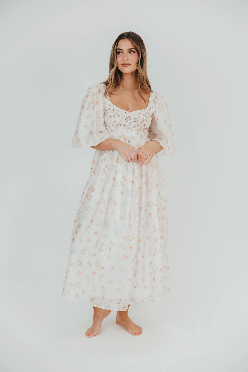 Chic Harmony Cozy Comfort Harlow Maxi Dress in Tiny Pink Floral - Bump Friendly & Inclusive Sizing (S-3XL) *Final-Sale*