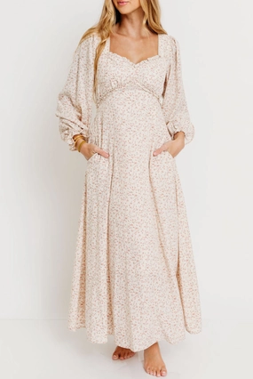 Comfy Fit Wear Erin Floral Maxi Dress in Vintage Cream