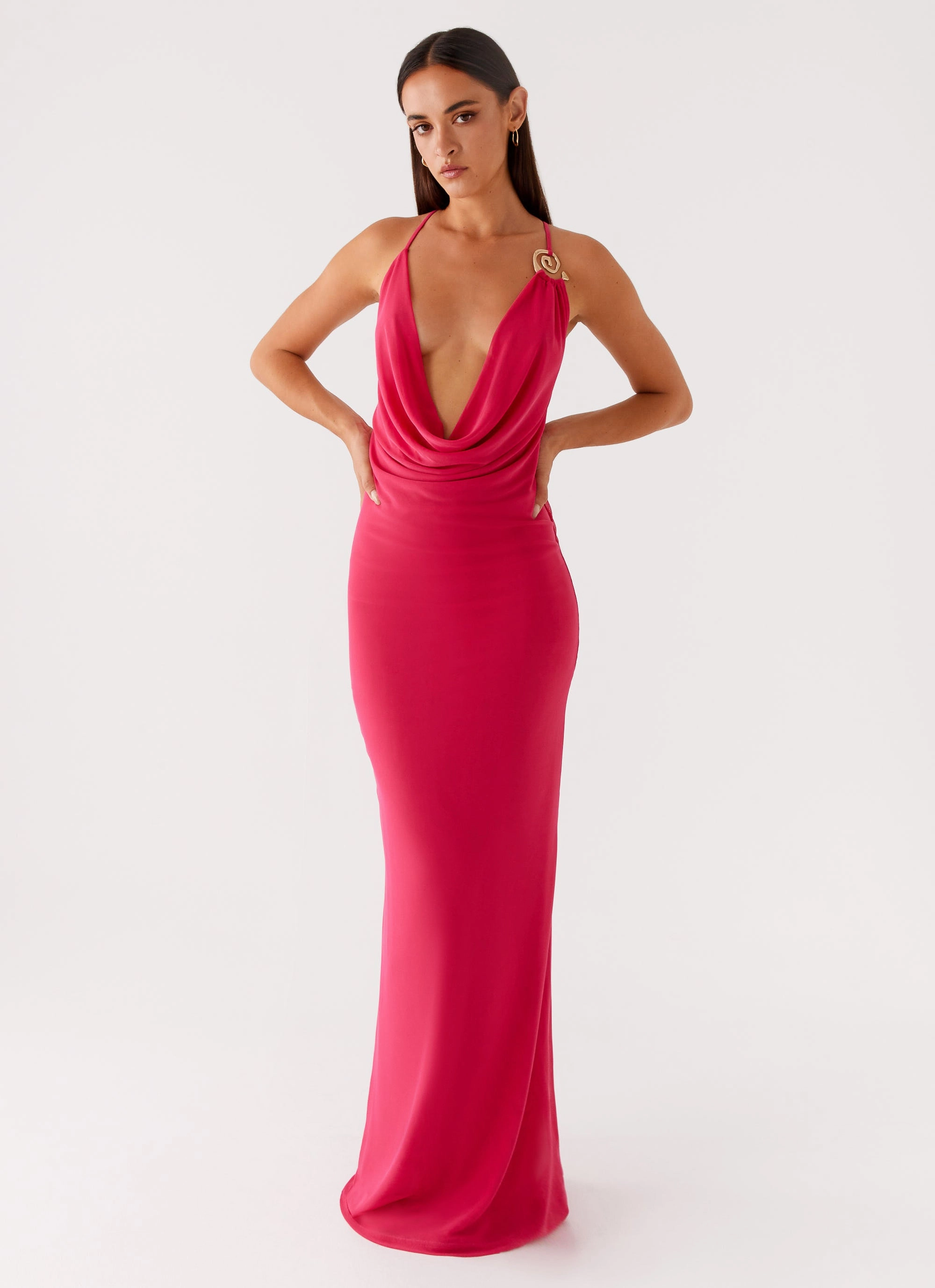 Game Player Maxi Dress - Hot Pink Blue Sky