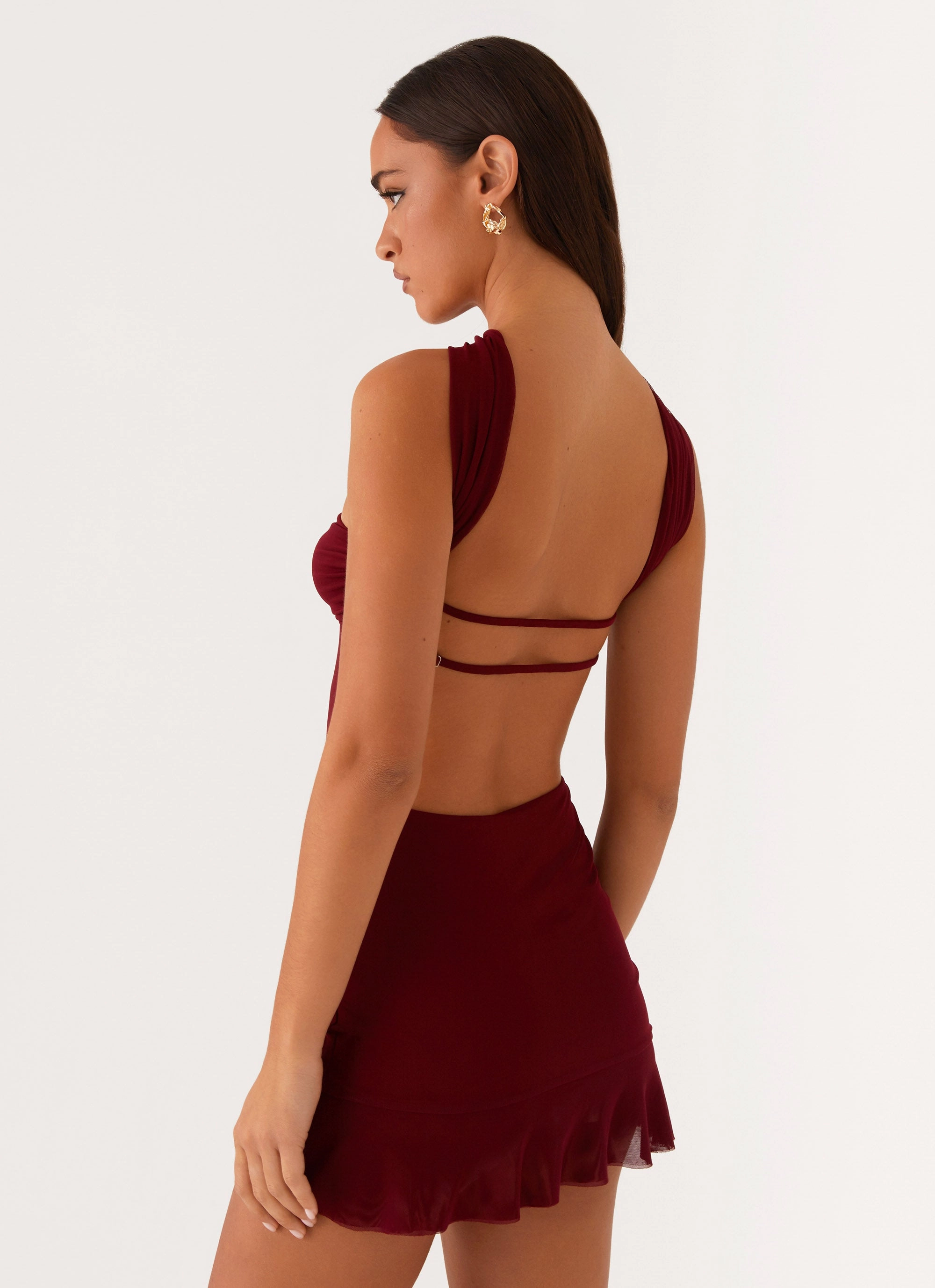 Pari Open Back Mini Dress - Mulberry Flawless Fit Fashion-forward day dress