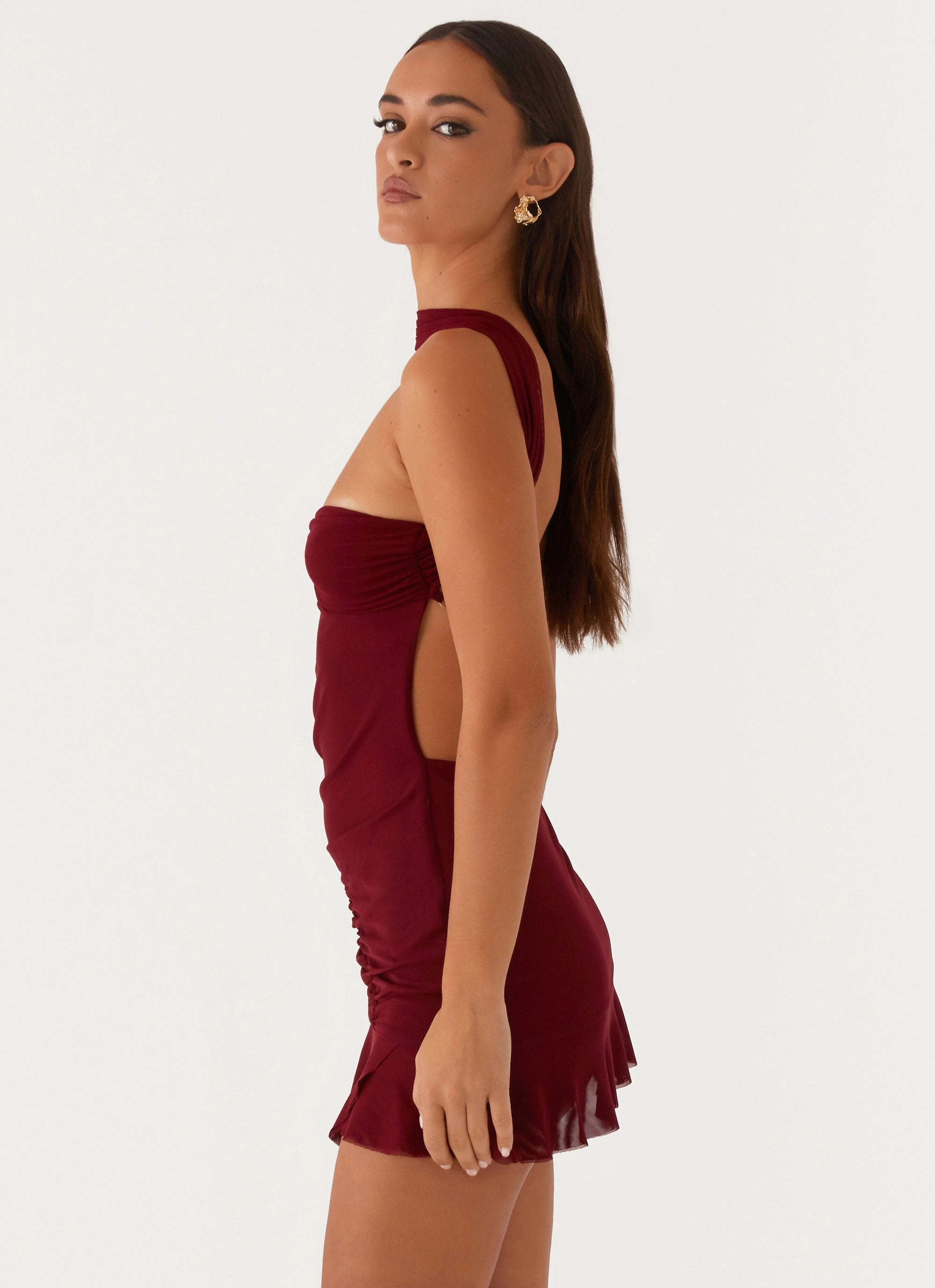 Pari Open Back Mini Dress - Mulberry AntiFrayEdging Quilted-Lining