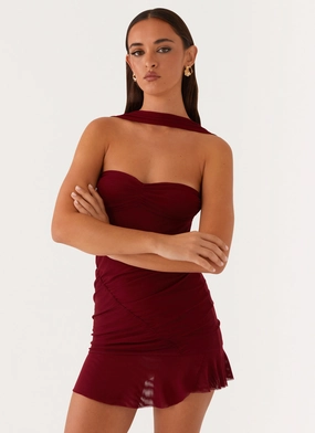Pari Open Back Mini Dress - Mulberry Form Fitting Soft and Smooth