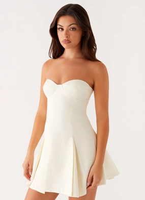 All-Day Comfort Wear Urban Aesthetic Victoria Strapless Mini Dress - Butter