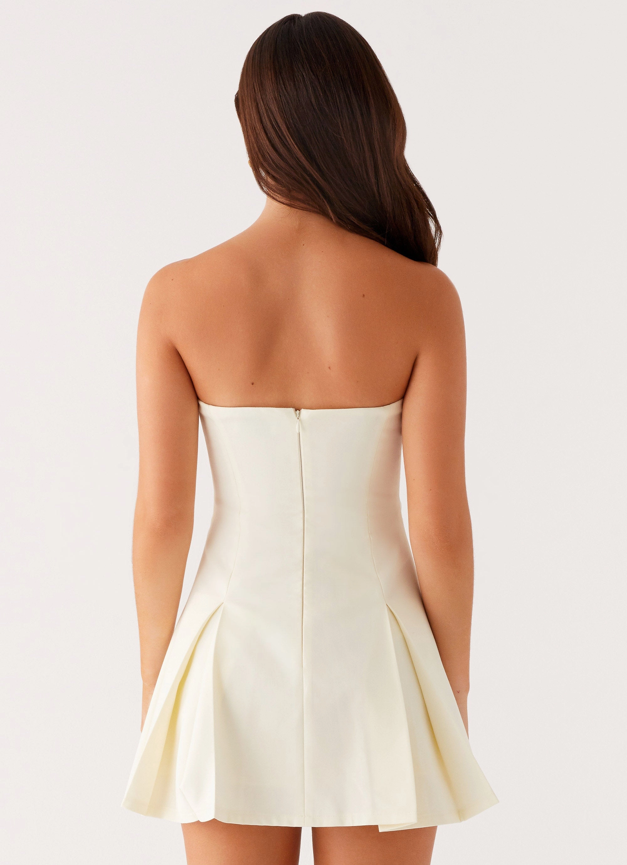 Subtle Texture Victoria Strapless Mini Dress - Butter