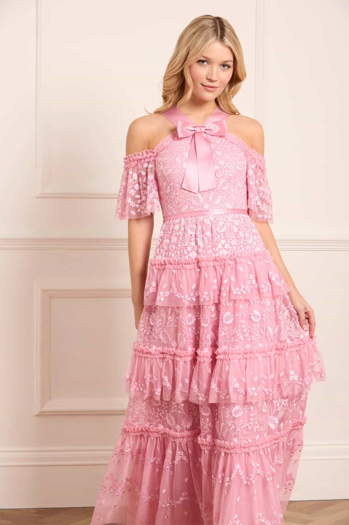 Vibrant color dress Chic Layered Wear Primrose Gown