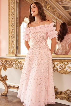 Autumn Leaves Off-Shoulder Ballerina Dress Smart Vibe Date-Night