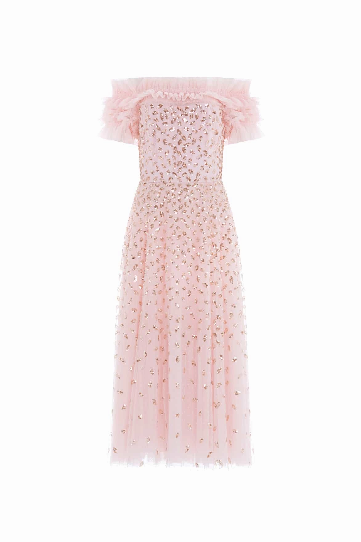 PlushLining Feminine empire waist dress Autumn Leaves Off-Shoulder Ballerina Dress