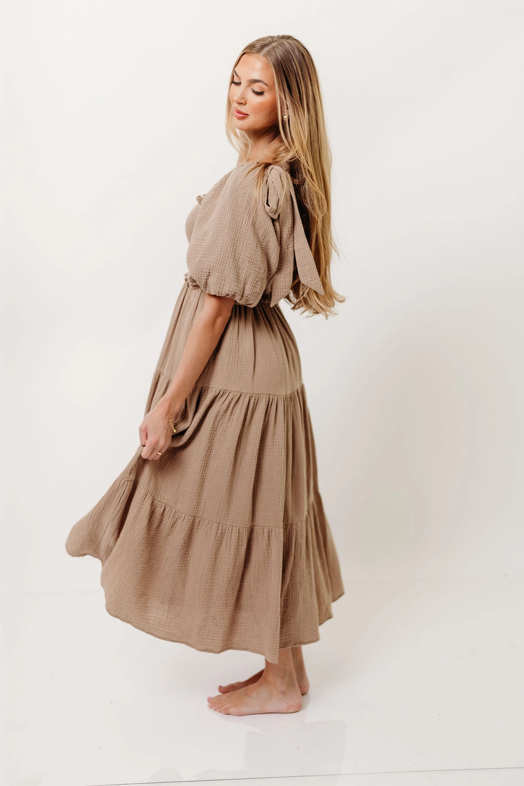Elena 100% Cotton Midi Dress in Mocha *10/6 PRE-ORDER* Warm Undertone