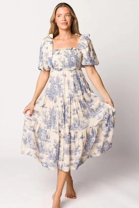 Versatile Layer Wear Smart touch Elena Toile Print Midi Dress