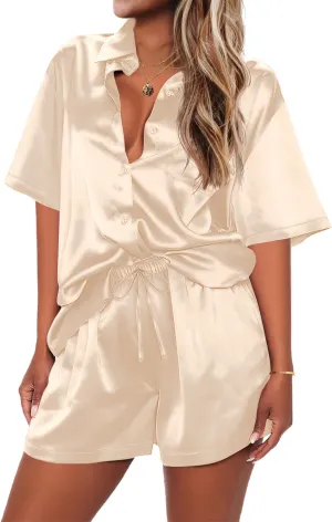 ELESOL 2 Piece Lounge Set Ribbed Knit Loungewear Plus Sizes Sleepwear Short Sets