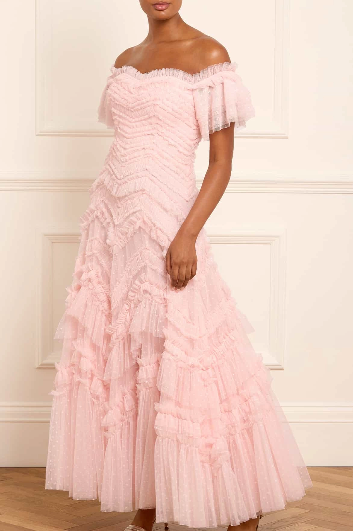 Floral Comfort Smart Design Elia Off-Shoulder Gown