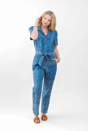 ELIZA DENIM JACQUARD JUMPSUIT Modern Fit