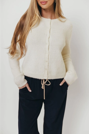 Elizabeth Cardigan Top in Ivory NonRestrictive V-neck Shirt