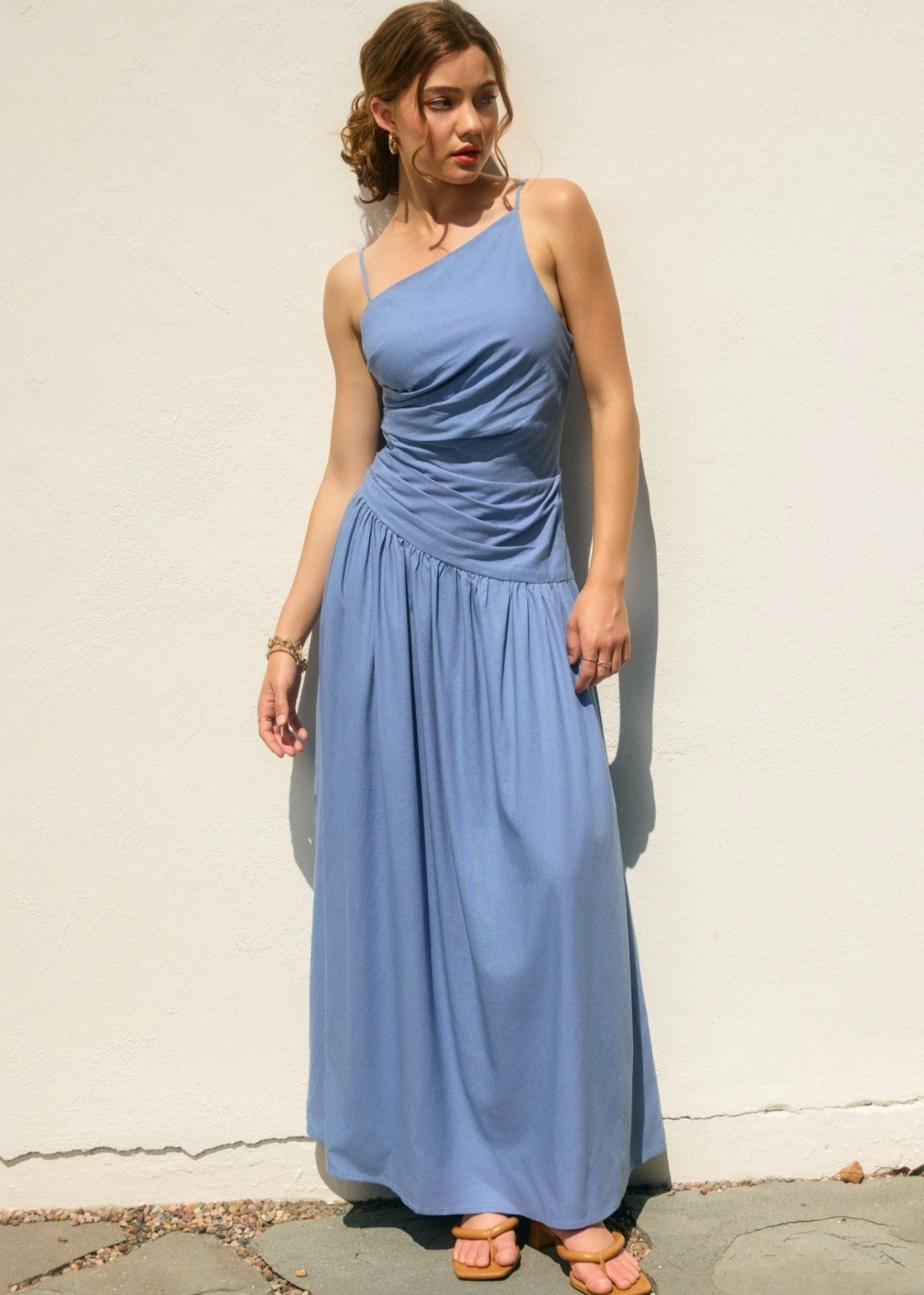 Chilly Day Layers Clean Chic ELLE DROP WAIST RUCHED MAXI DRESS