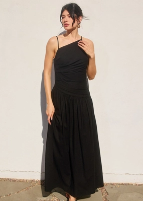 ELLE DROP WAIST RUCHED MAXI DRESS All-Season Comfort Fashion Daily