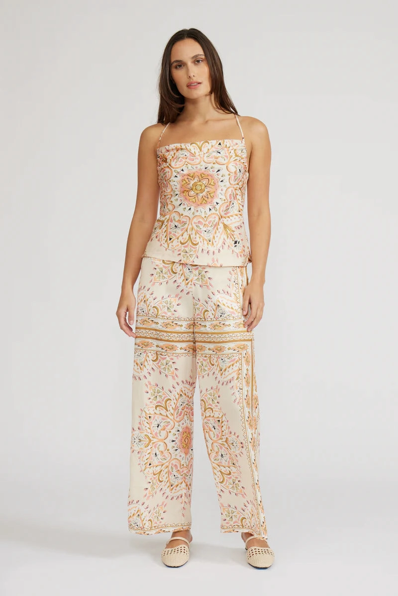 Blackout fabric ELLEN PAISLEY WIDE-LEG PANTS