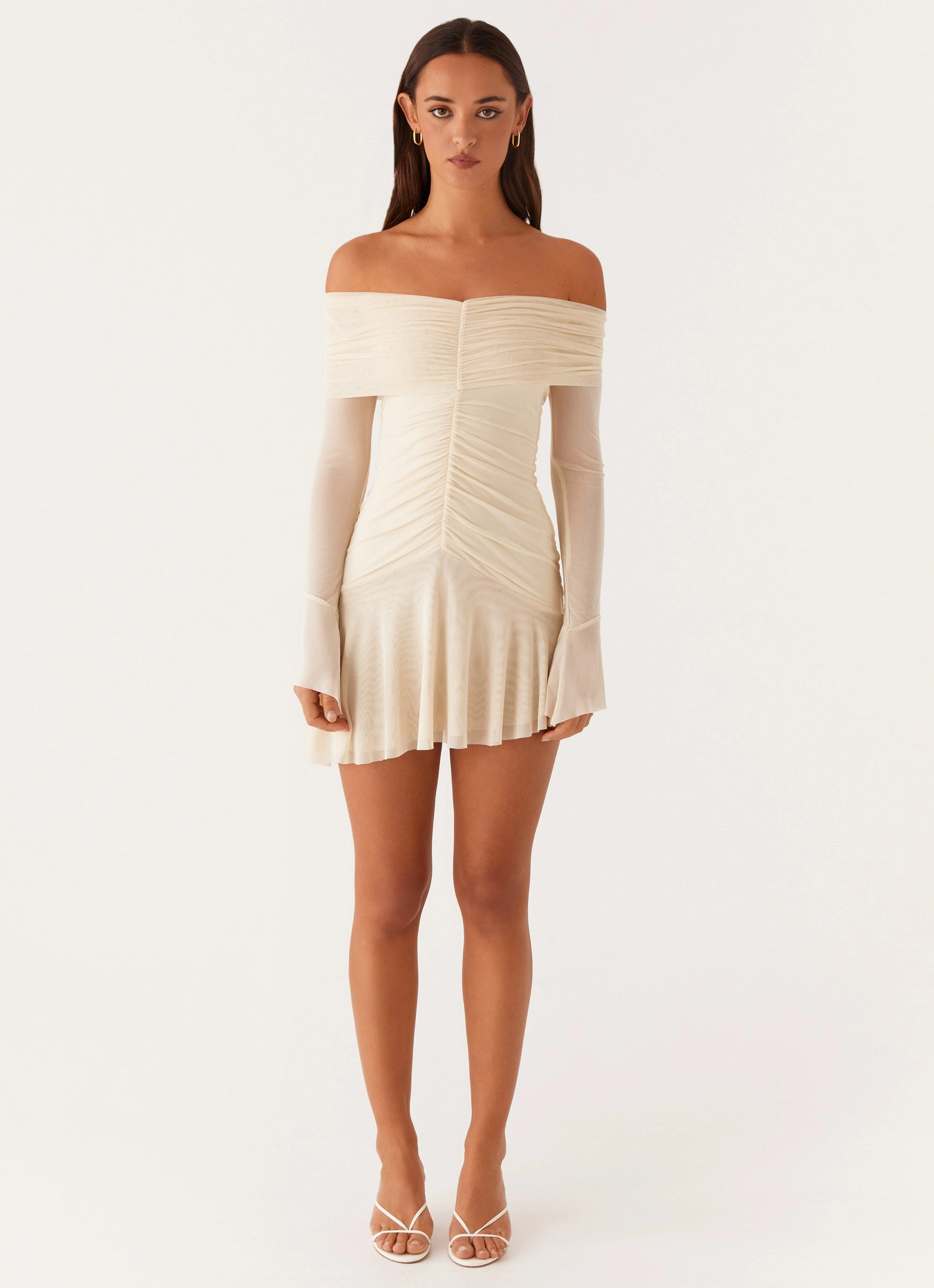 Open Design Ellis Ruched Mini Dress - Pastel Yellow