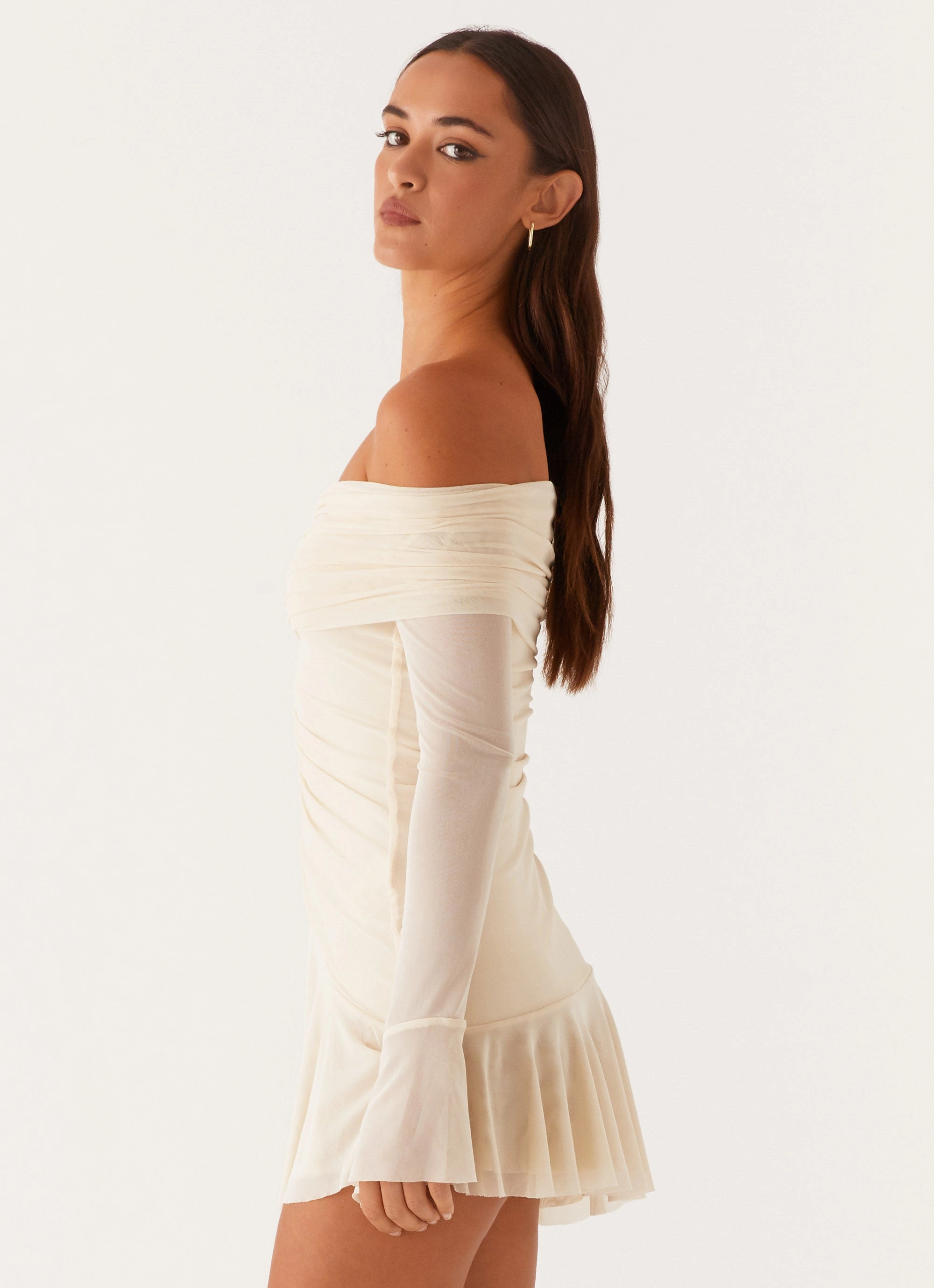 Ellis Ruched Mini Dress - Pastel Yellow Seasonal Fit