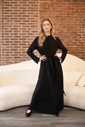 Layered Wear Smooth-Finish Eloise Noir Dress